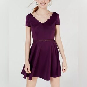 Macy’s City Studio Purple Scallop-Neck Dress
